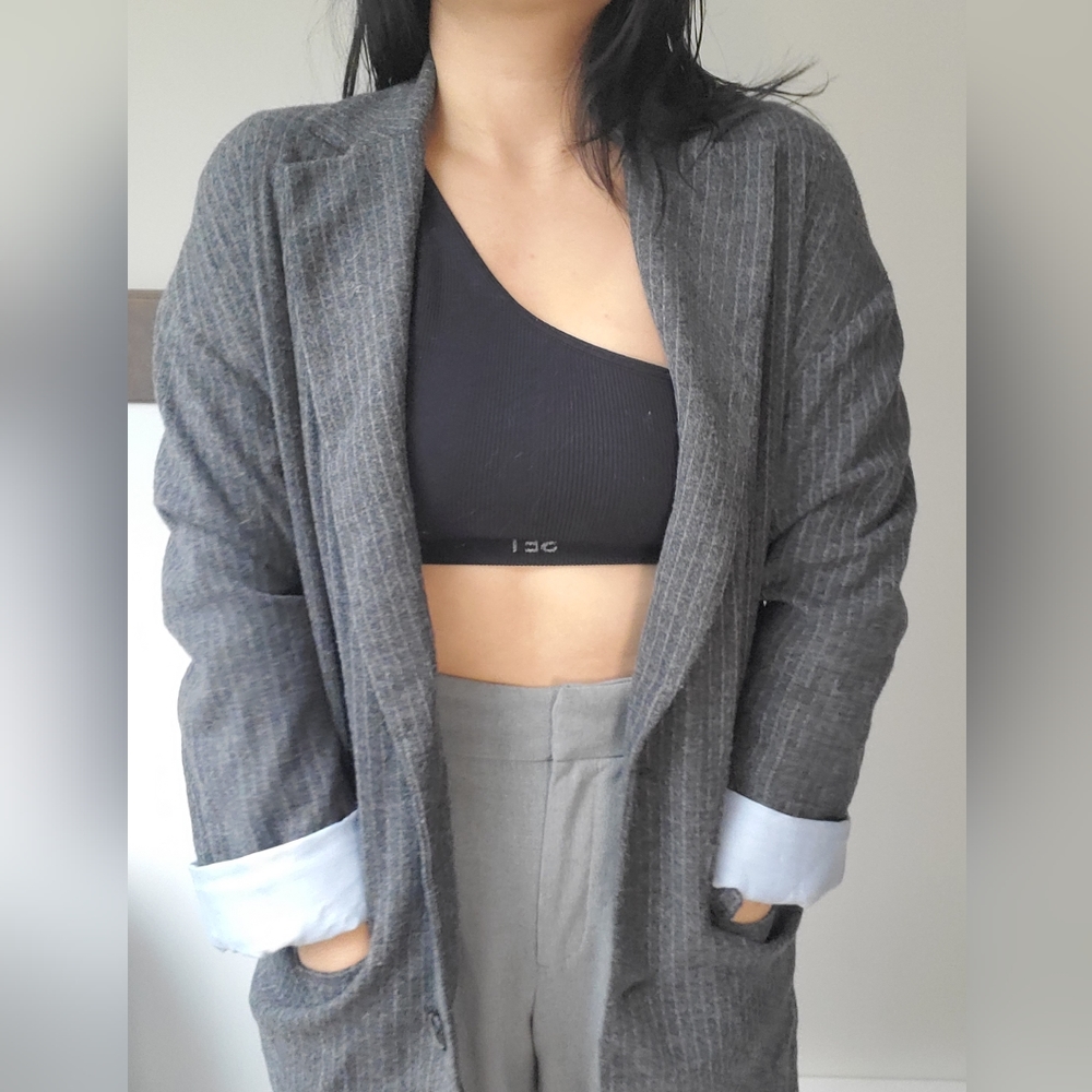 ZARA wool blend striped blazer - Grey (S)